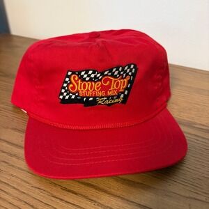 Vintage Stove Top Racing Hat First Flight‎ USA Snapback Rope Cap Red Promo